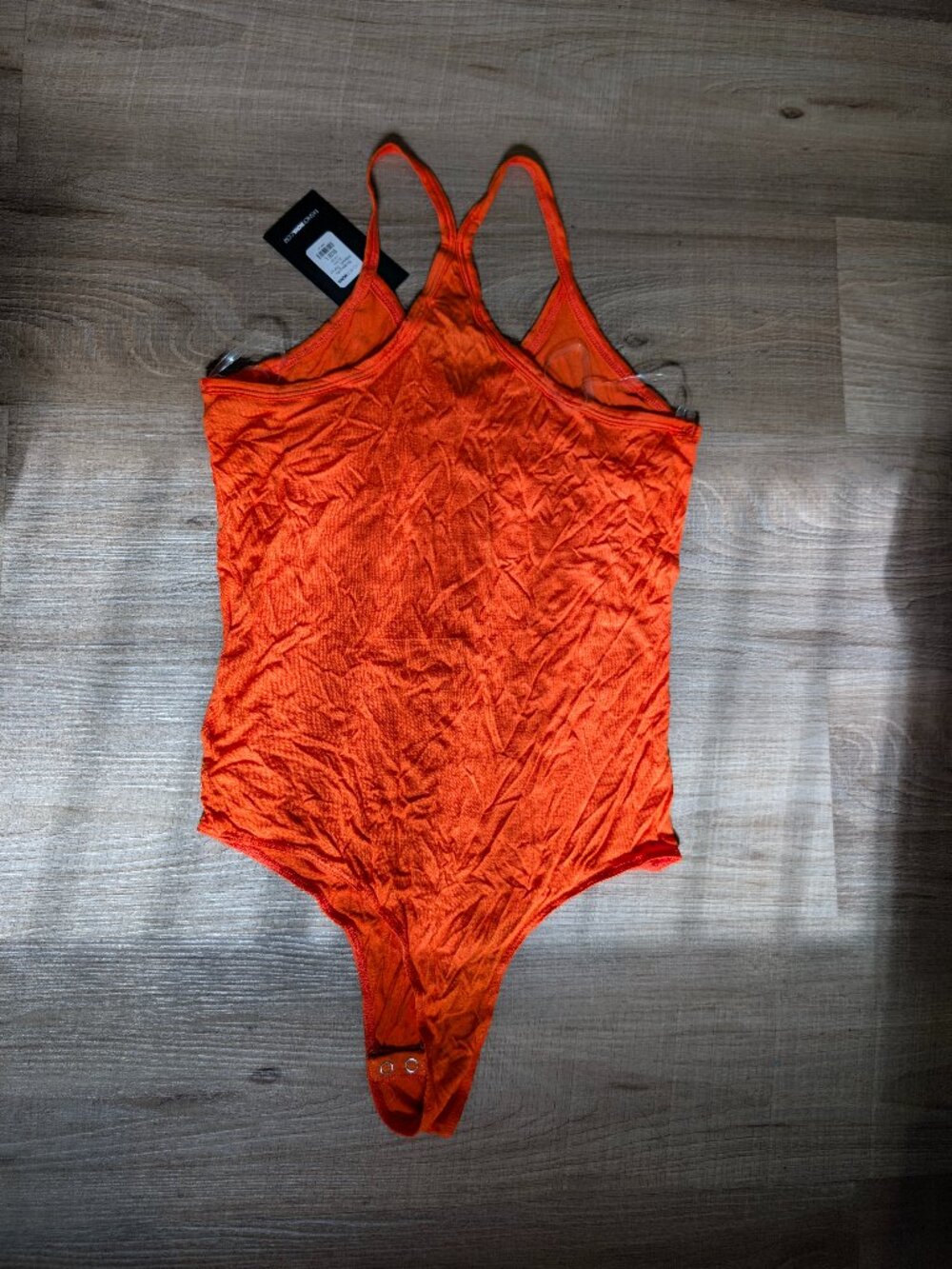 Fashion Nova Orange Textured Racerback Thong Bodysuit - NWT